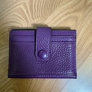 Purple Pebbled Leather Card Holder Wallet